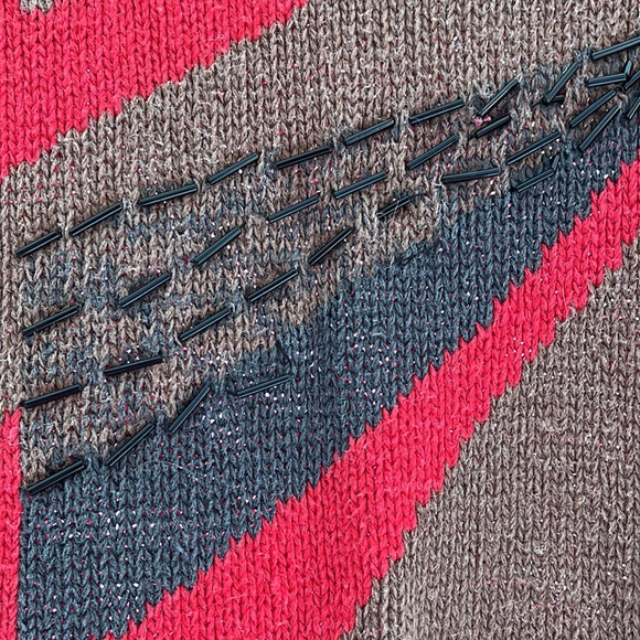 VTG Andrea Gayle knit sweater, S, brown @ red, ramie/cotton - Picture 3 of 4